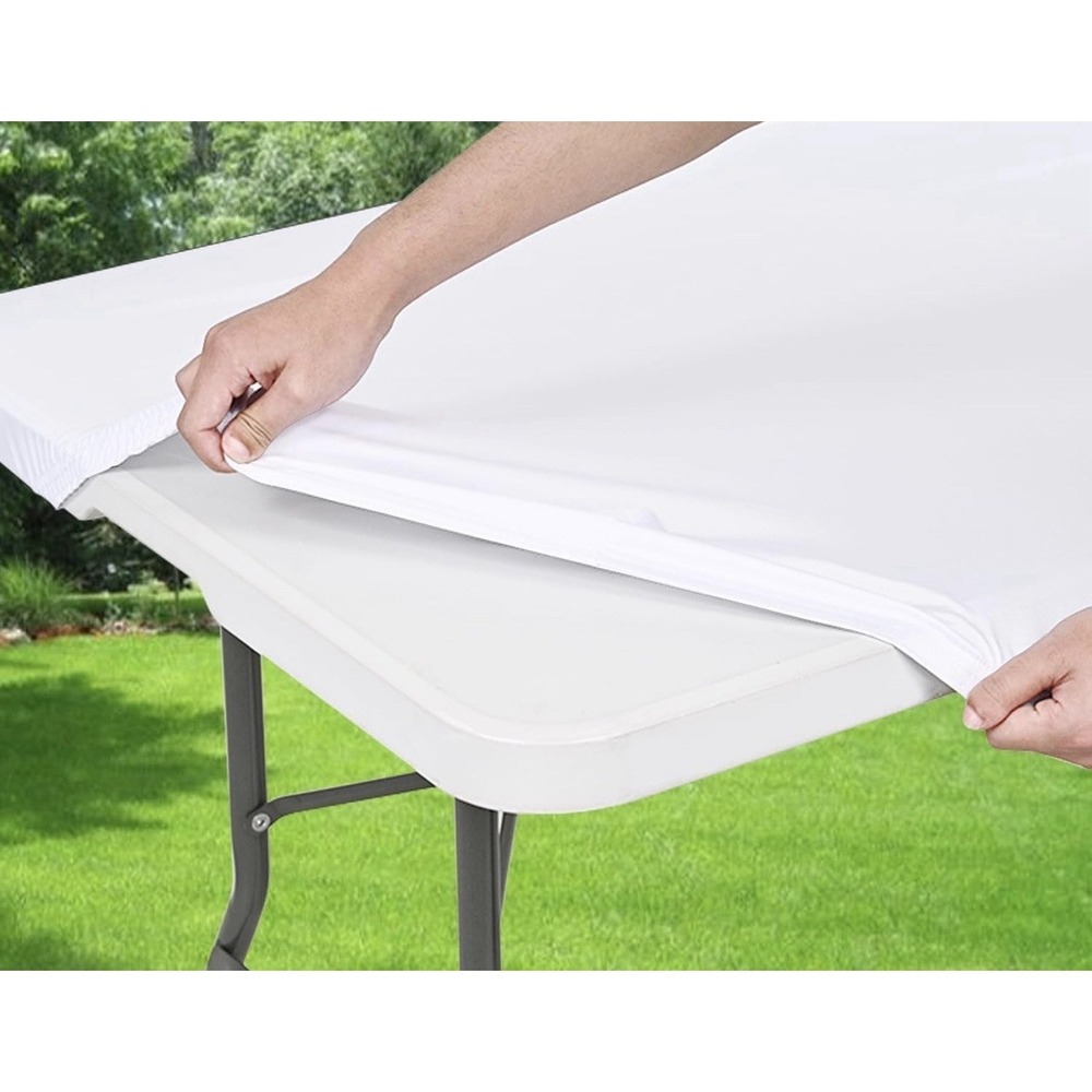 6 Ft  WHITE Plastic Folding Table cloth for Indoor/Outdoor - Dining & Parties